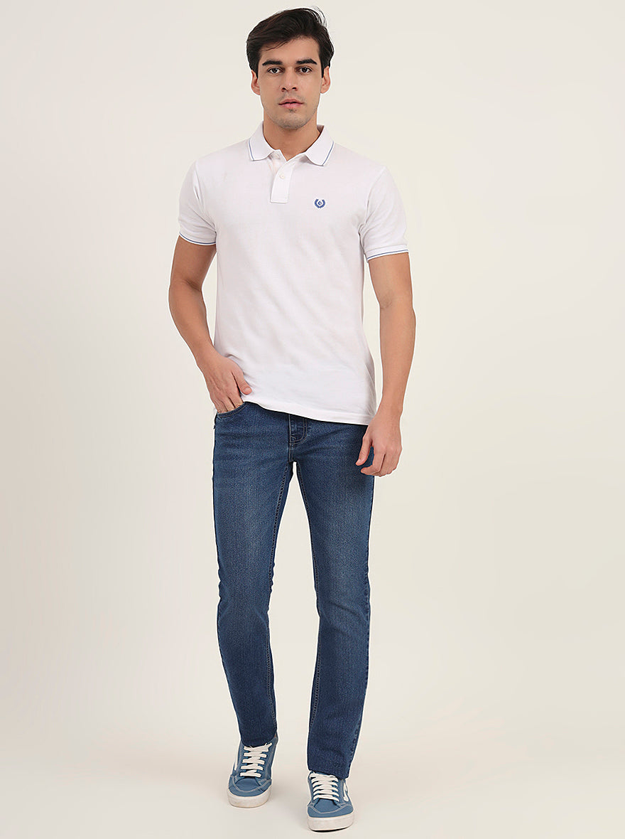 Mid Blue Washed Slim Fit Jeans | Greenfibre
