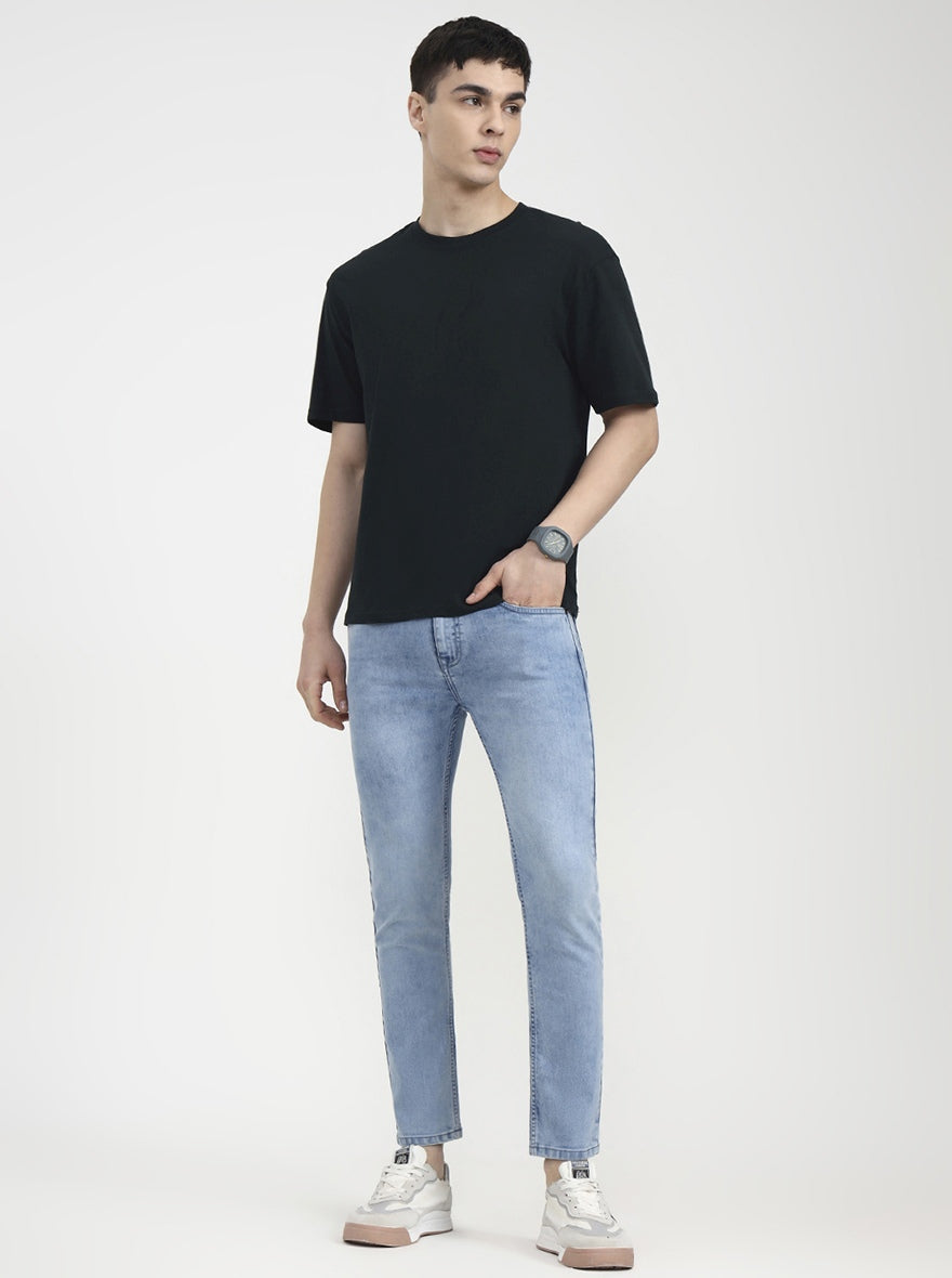 Light Blue Solid Urban Fit Jeans | Greenfibre