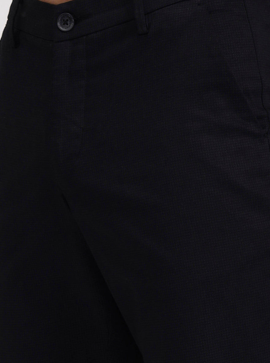 Black Solid Neo Fit Casual Trouser | Greenfibre