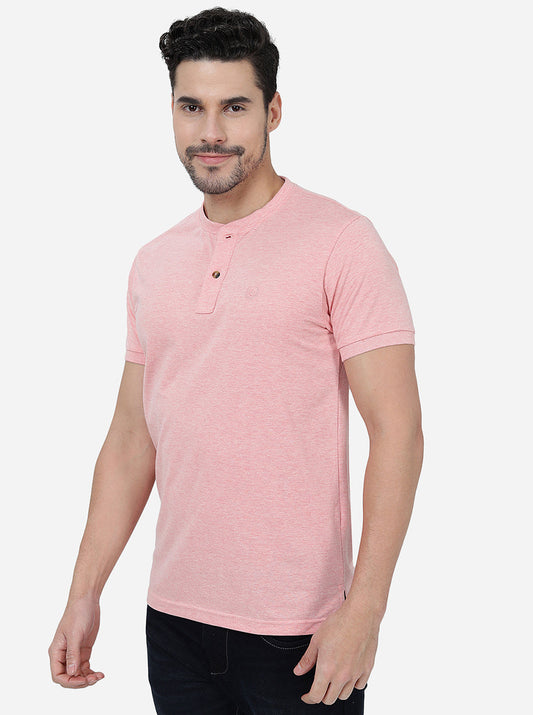 Peach Solid Slim Fit Polo T-Shirt | Greenfibre