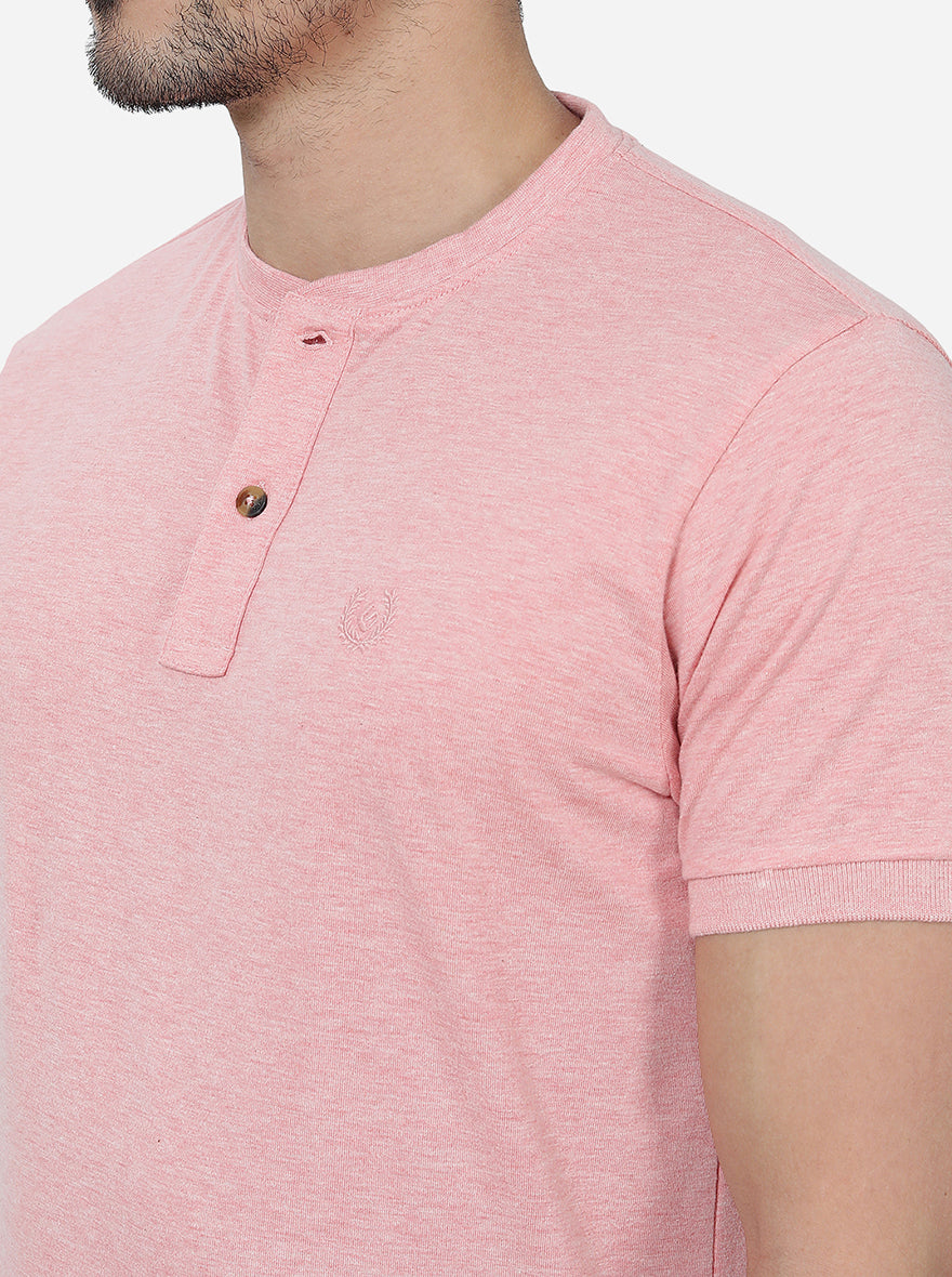 Peach Solid Slim Fit Polo T-Shirt | Greenfibre