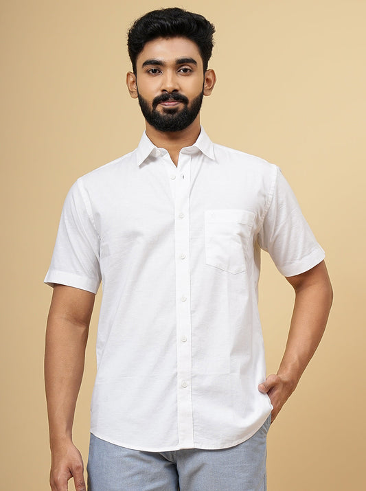 White Solid Smart Fit Semi Casual Shirt | Greenfibre