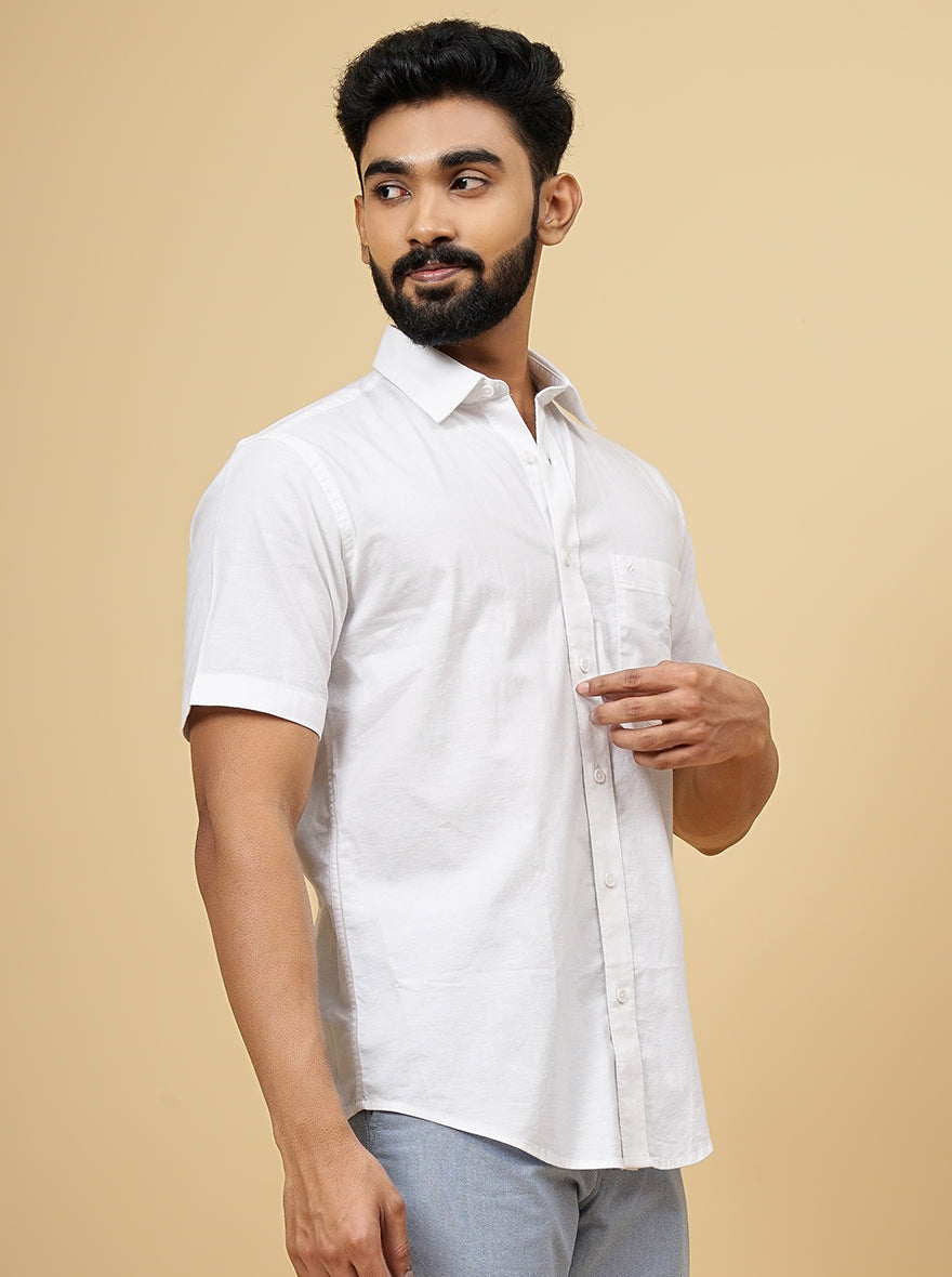 White Solid Smart Fit Semi Casual Shirt | Greenfibre