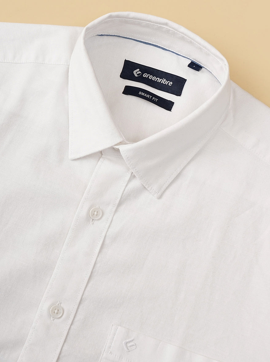 White Solid Smart Fit Semi Casual Shirt | Greenfibre