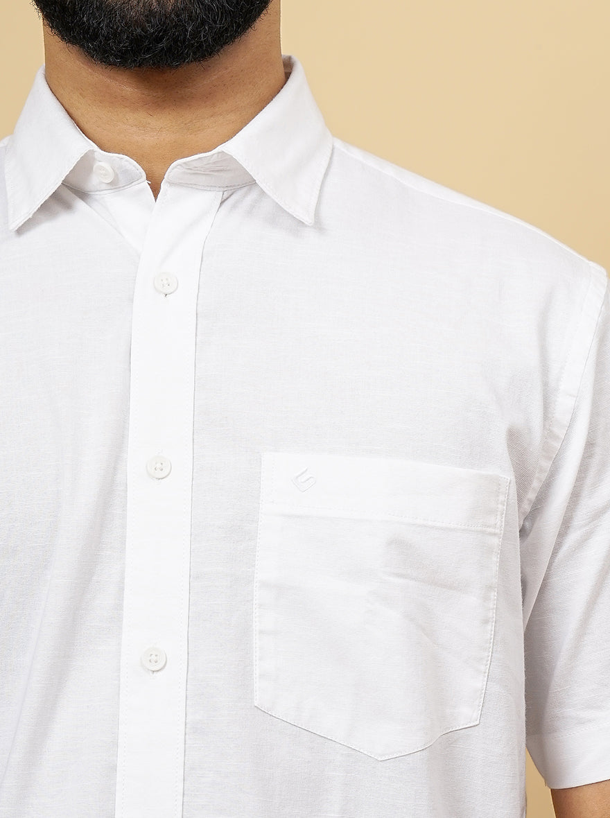 White Solid Smart Fit Semi Casual Shirt | Greenfibre