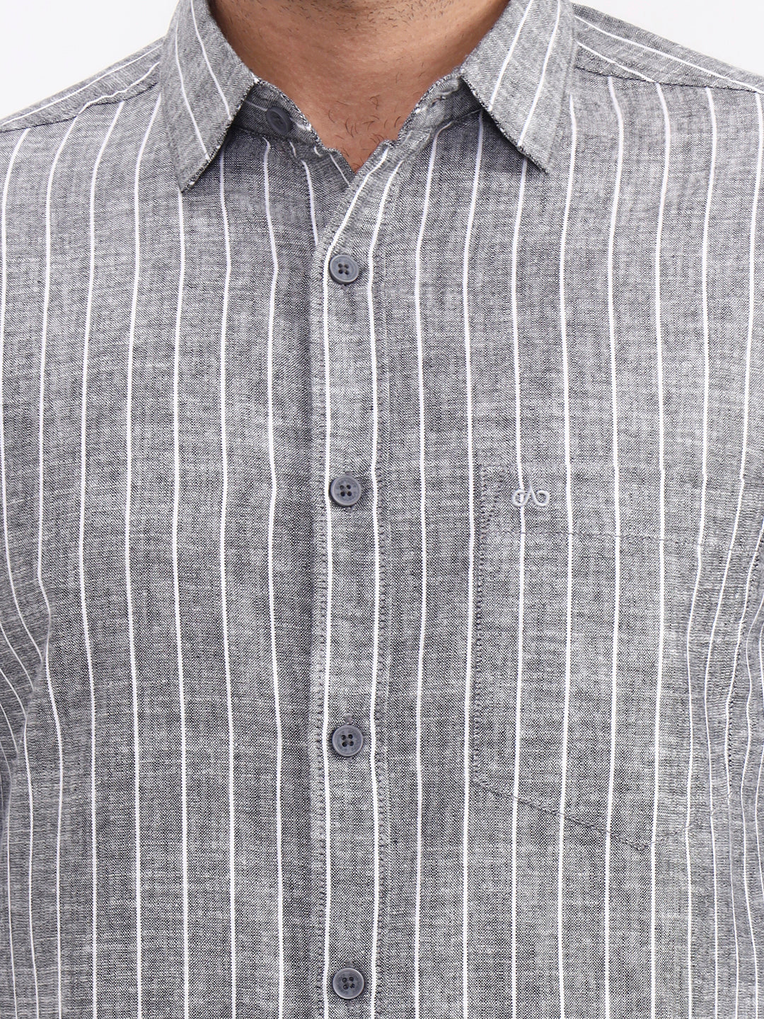 Grey Striped Slim Fit Casual Shirt | Greenfibre
