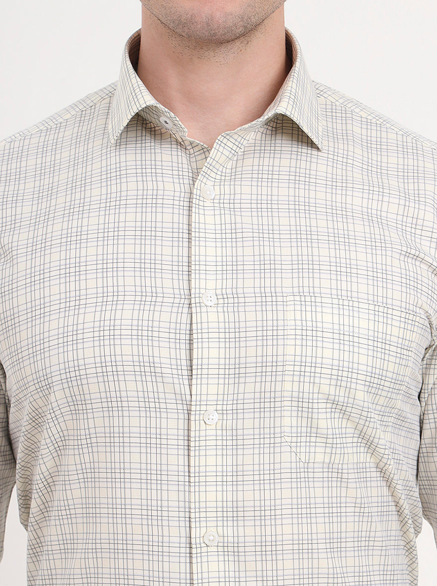 Yellow Checked Slim Fit Formal Shirt | Greenfibre