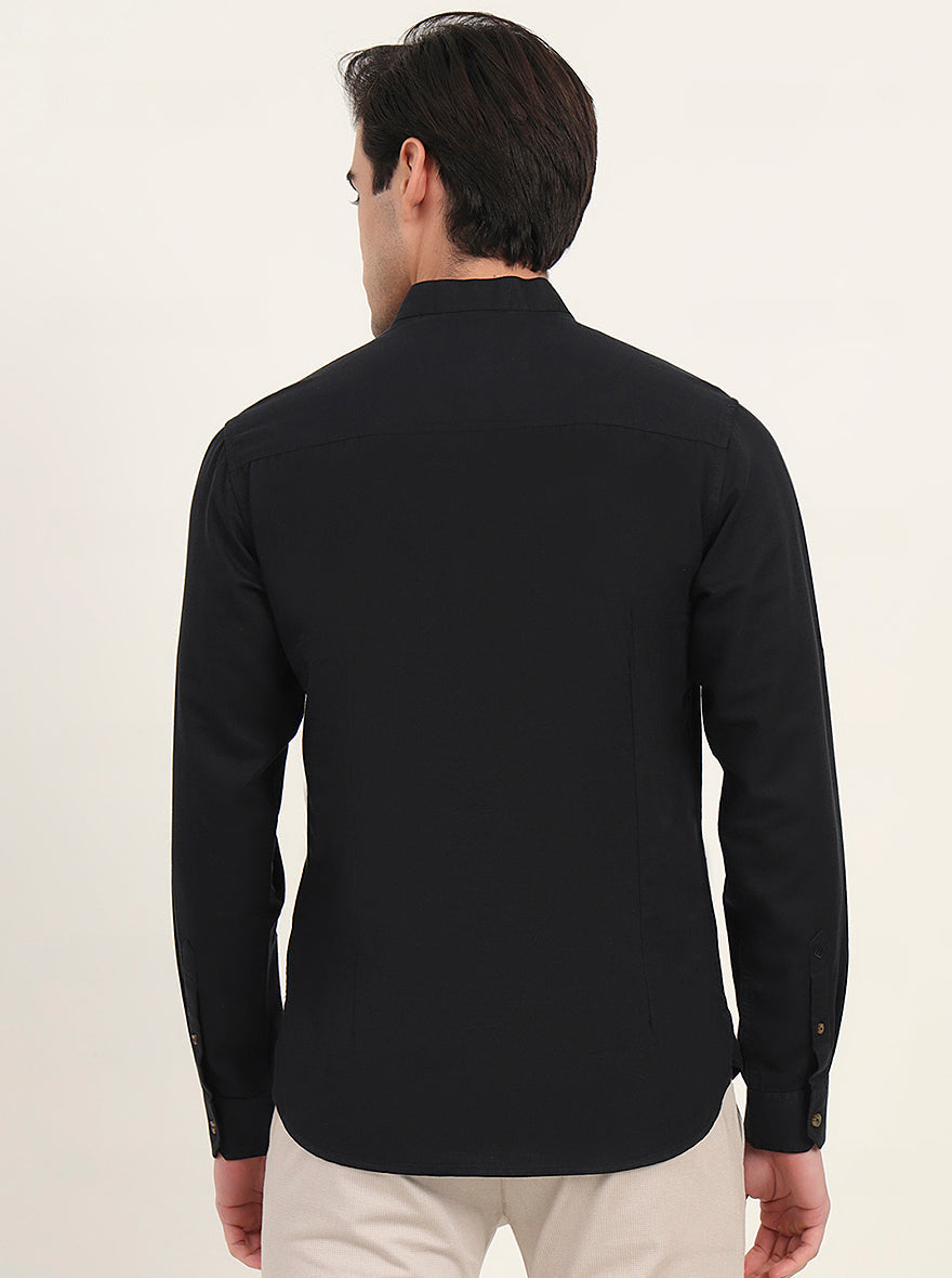 Black Solid Slim Fit Short Kurta | Greenfibre