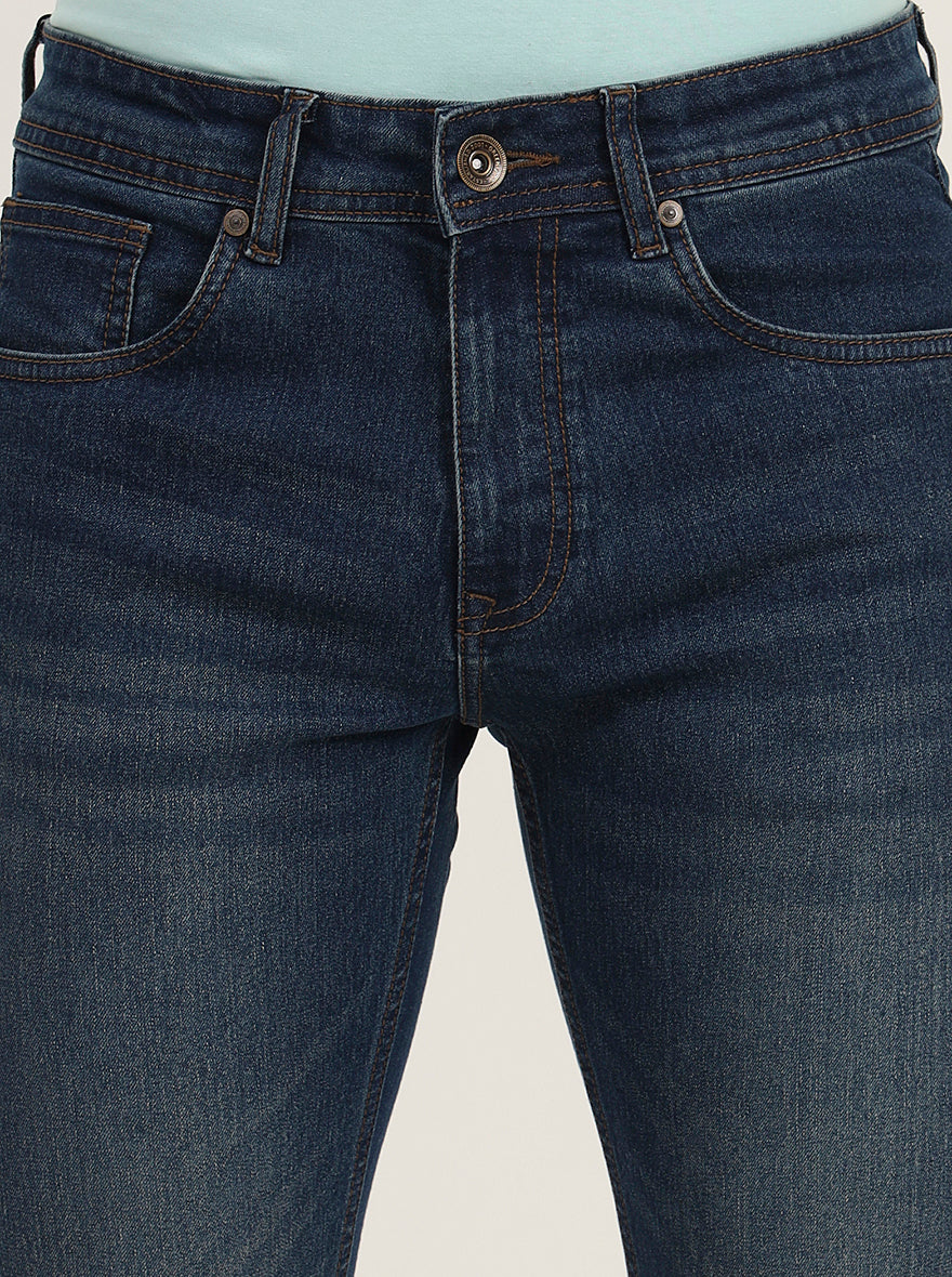 Dark Blue Washed Slim Fit Jeans | Greenfibre