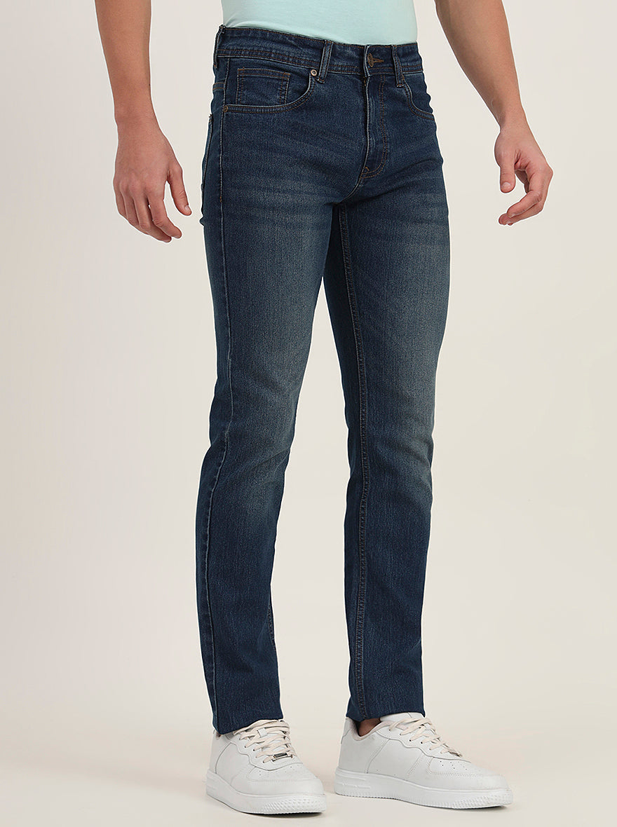 Dark Blue Washed Slim Fit Jeans | Greenfibre