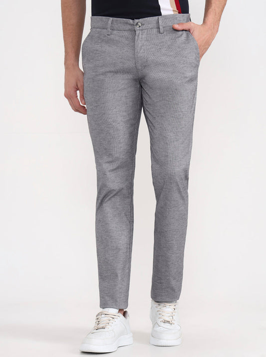 Dark Grey Solid Super Slim Fit Casual Trouser | Greenfibre