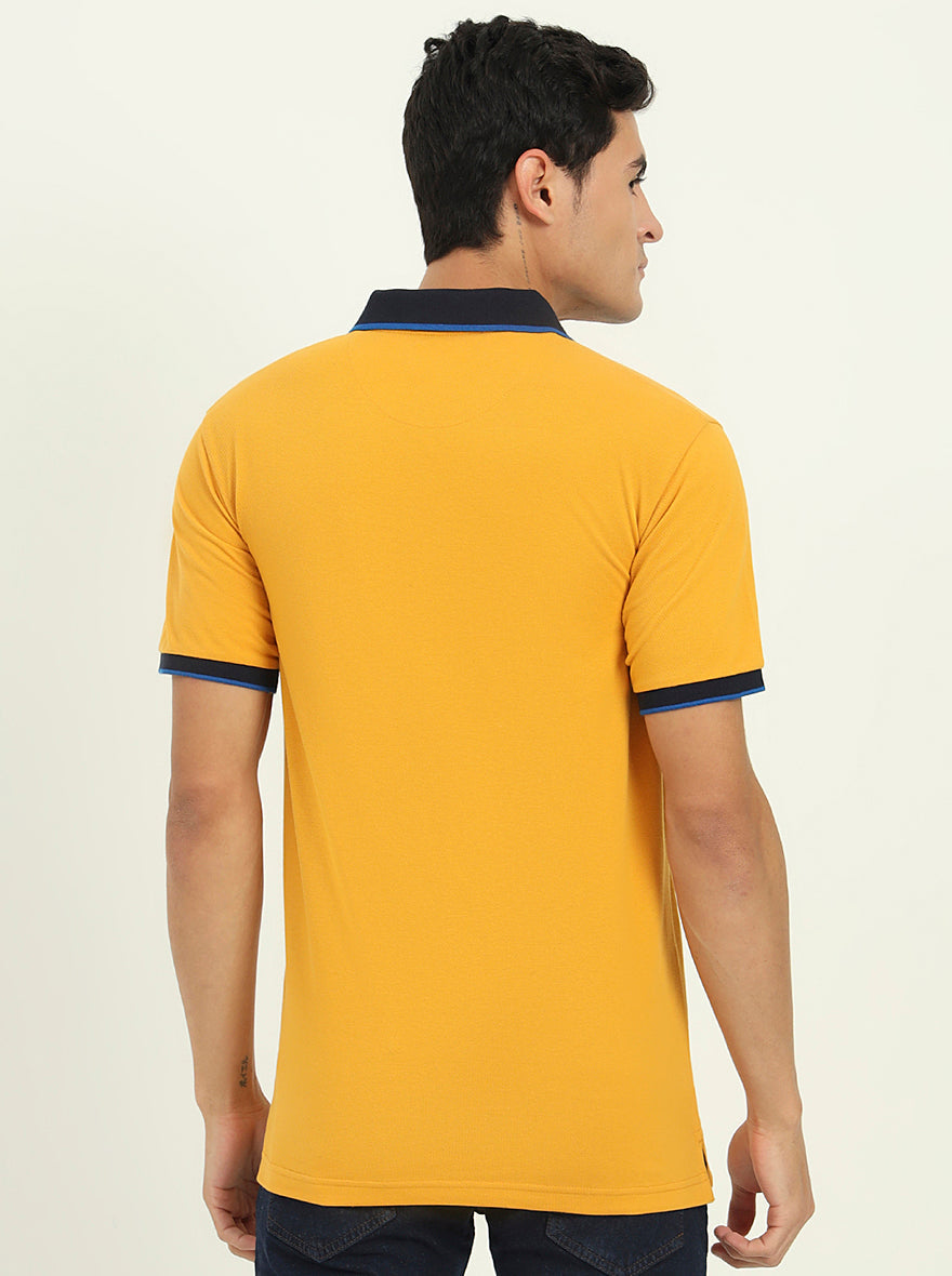 Mustard Yellow Solid Slim Fit Polo T-Shirt | Greenfibre