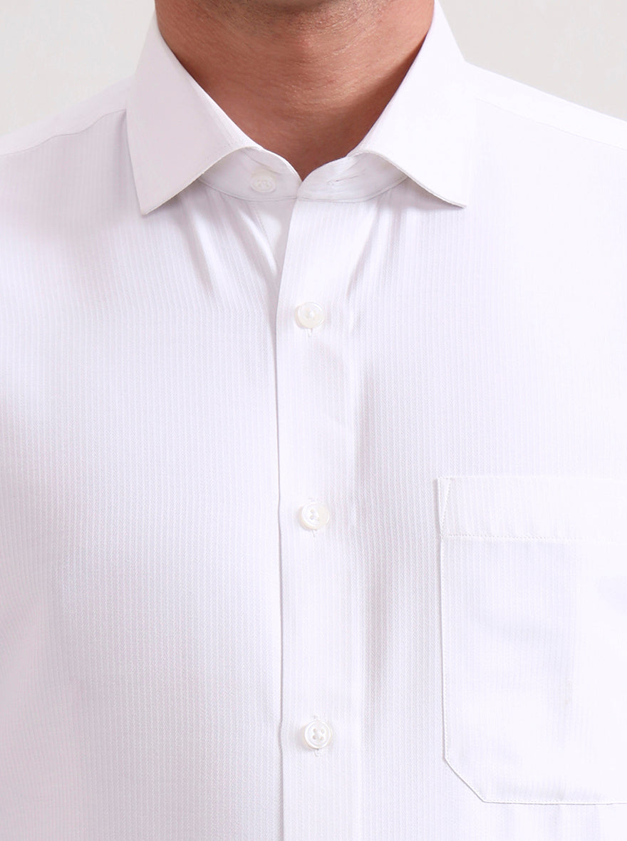 White Striped Regular Fit Formal Shirt | Greenfibre