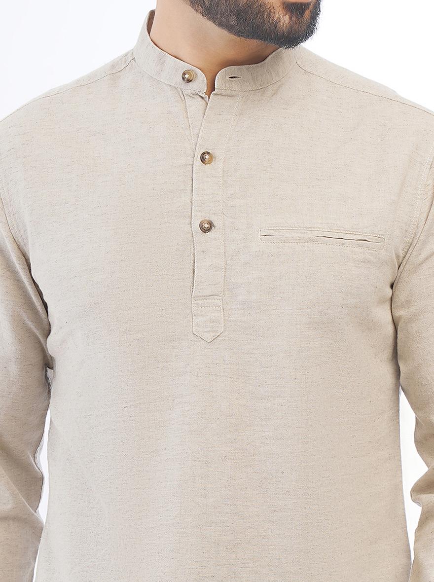Khaki Solid Slim Fit Casual Shirt | Greenfibre