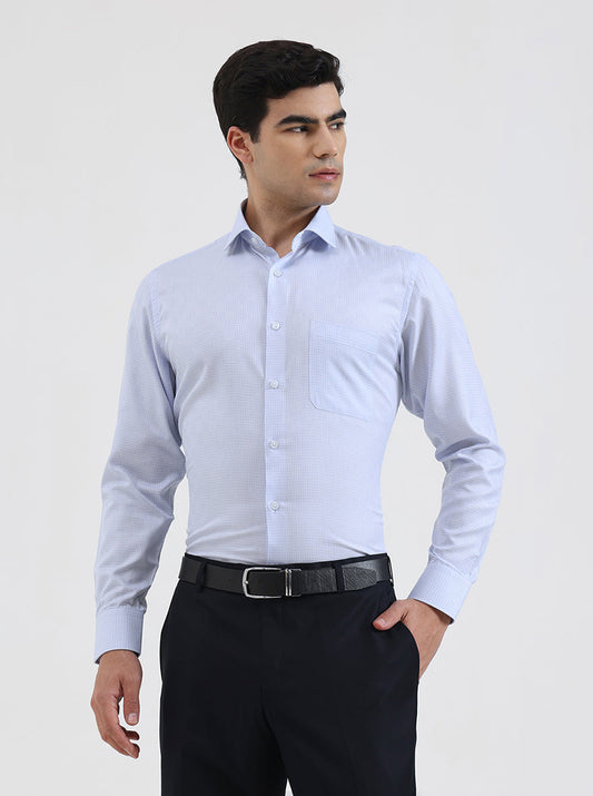 Sky Blue Solid Slim Fit Formal Shirt | Greenfibre