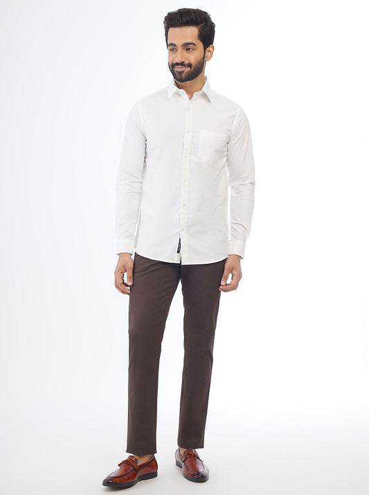 Brown Solid Super Slim Fit Casual Trouser | Greenfibre