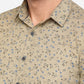 Beige Printed Slim Fit Casual Shirt | Greenfibre