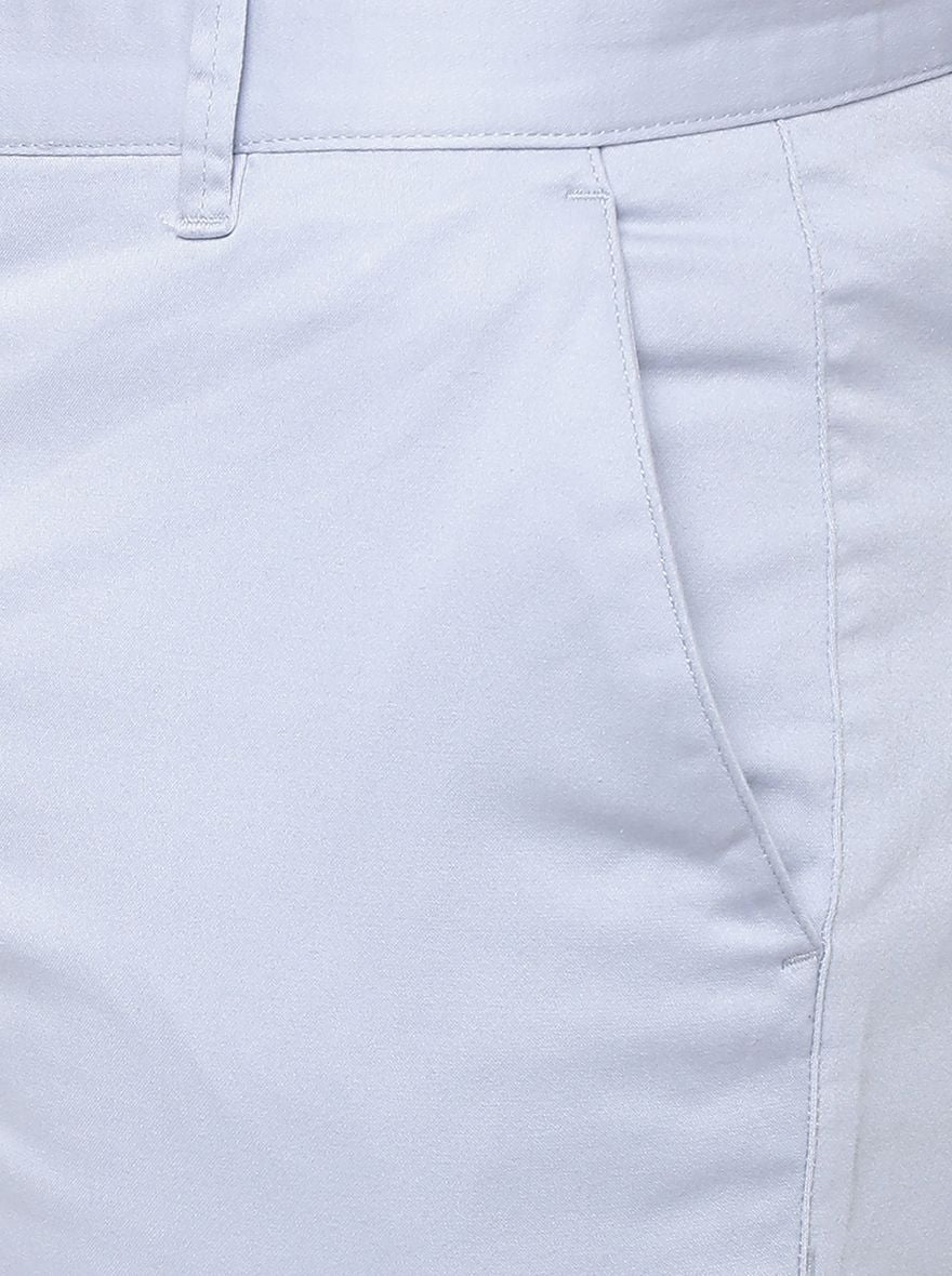 Aqua Blue Solid Super Slim Fit Casual Trouser | Greenfibre