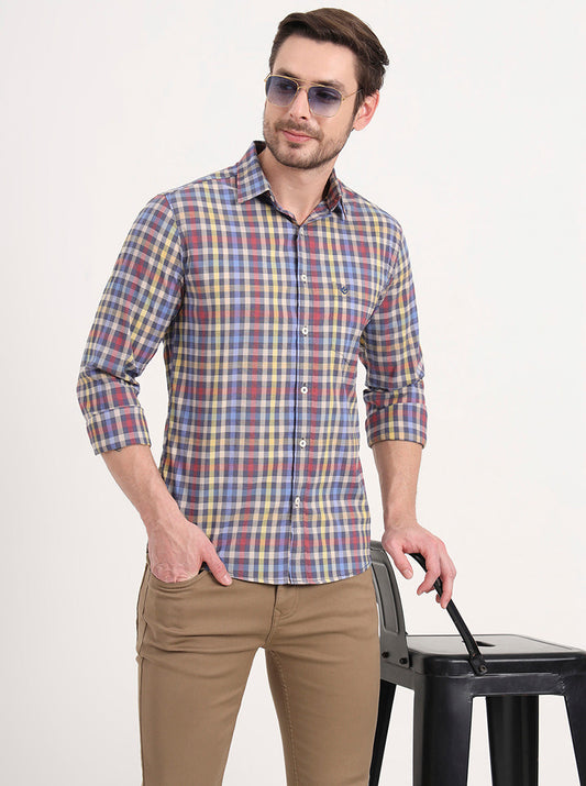 Multicolor Checked Slim Fit Casual Shirt | Greenfibre
