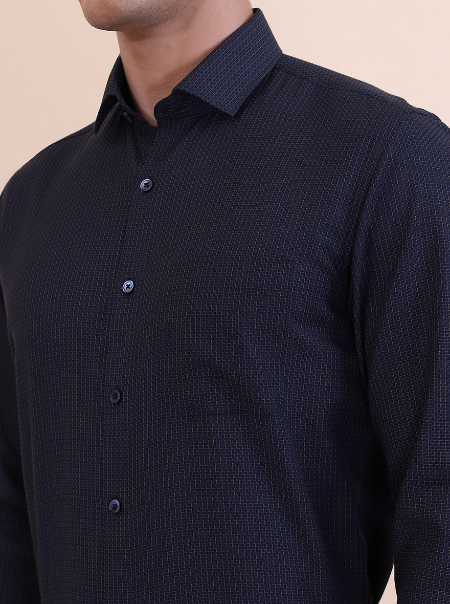Blue Solid Slim Fit Formal Shirt | Greenfibre