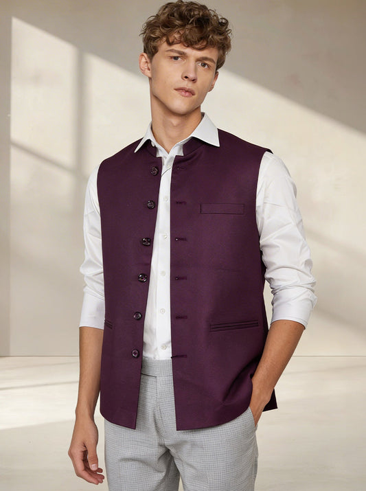Maroon Solid Waistcoat | Greenfibre