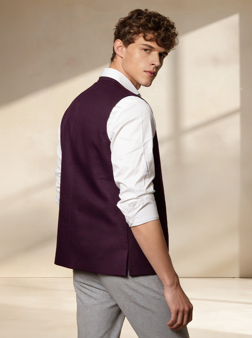 Maroon Solid Waistcoat | Greenfibre