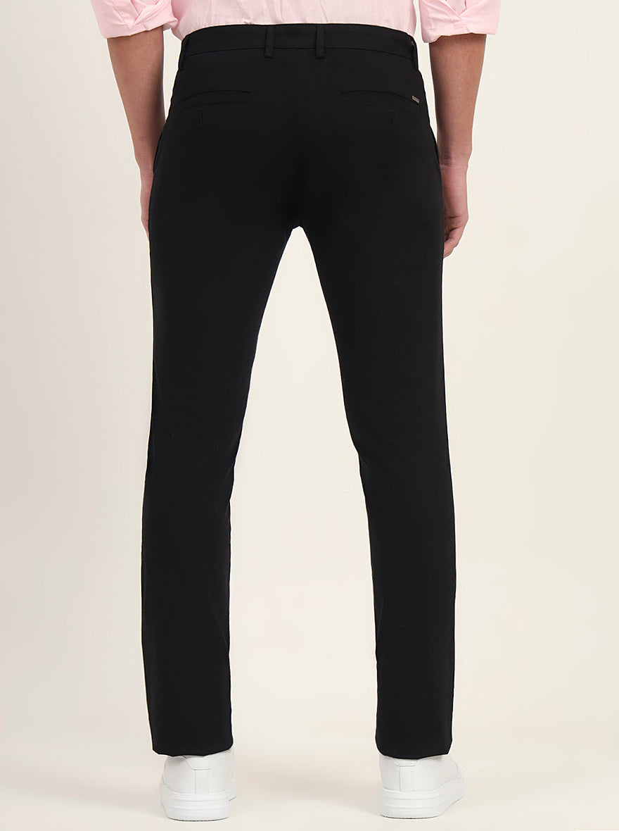 Black Solid Super Slim Fit Casual Trouser | Greenfibre