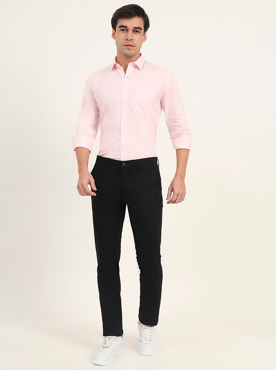 Black Solid Super Slim Fit Casual Trouser | Greenfibre