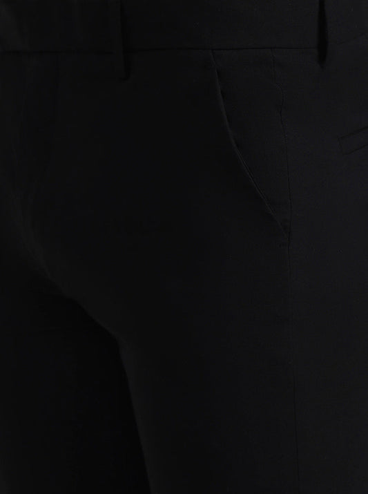 Black Solid Slim Fit Formal Trouser | Greenfibre