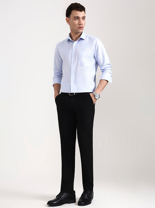 Black Solid Slim Fit Formal Trouser | Greenfibre