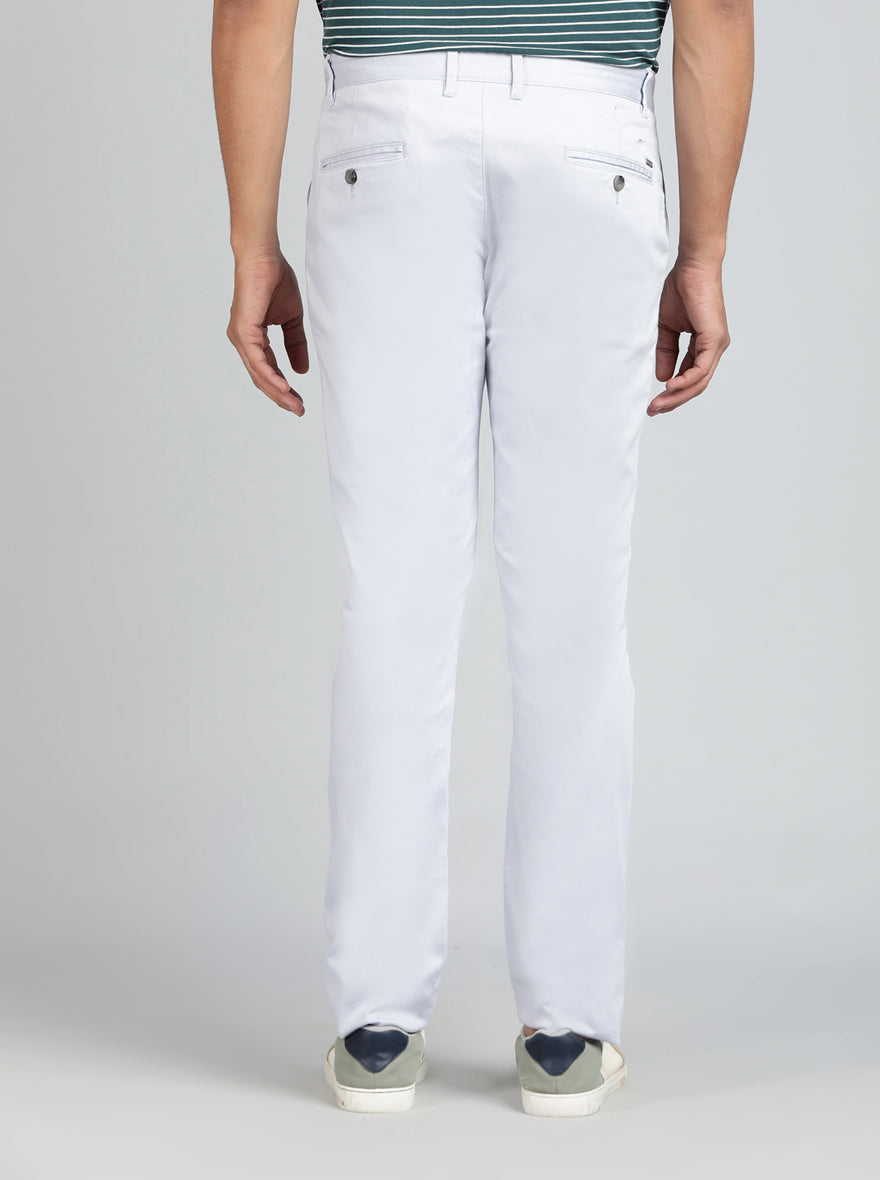 Light Blue Solid Super Slim Fit Casual Trouser | Greenfibre