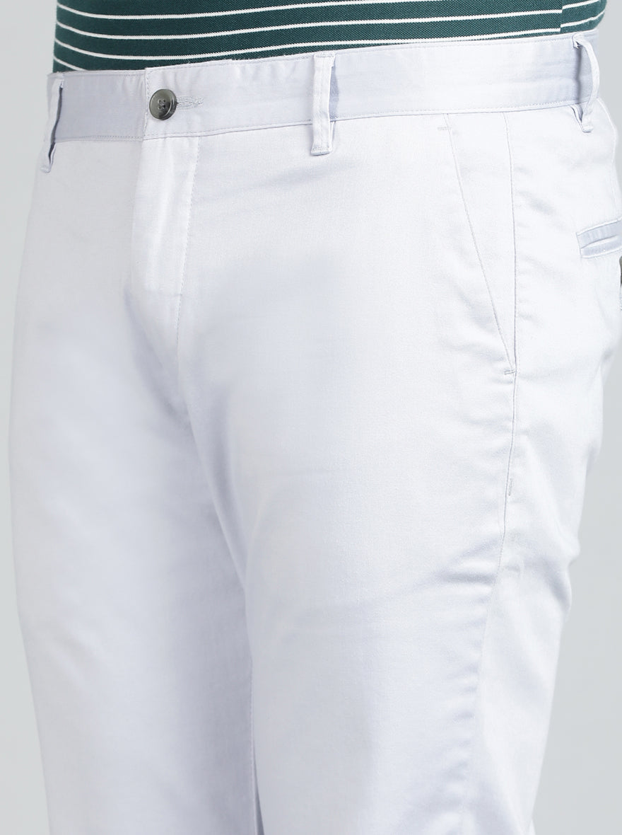 Light Blue Solid Super Slim Fit Casual Trouser | Greenfibre