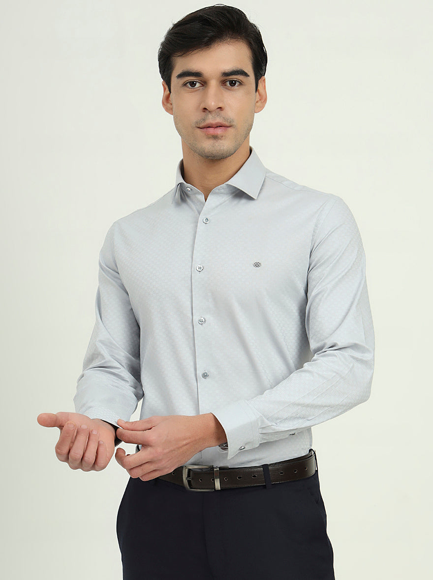 Light Grey Solid Slim Fit Party Wear Shirt | Greenfibre