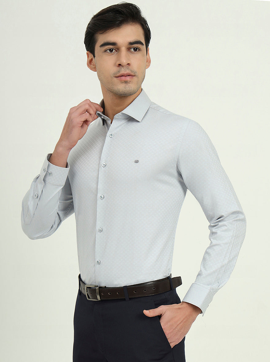 Light Grey Solid Slim Fit Party Wear Shirt | Greenfibre