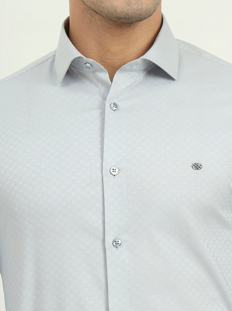 Light Grey Solid Slim Fit Party Wear Shirt | Greenfibre