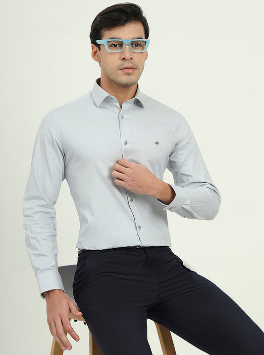 Light Grey Solid Slim Fit Party Wear Shirt | Greenfibre