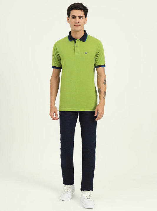 Parrot Green Solid Slim Fit Polo T-Shirt | Greenfibre