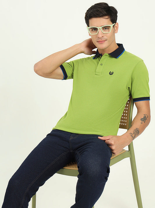 Parrot Green Solid Slim Fit Polo T-Shirt | Greenfibre