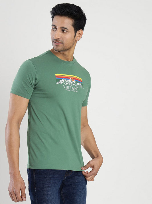 Green Printed Slim Fit T-Shirt | Greenfibre