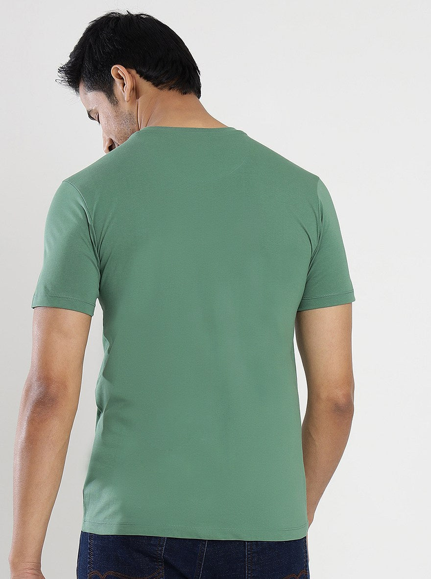 Green Printed Slim Fit T-Shirt | Greenfibre