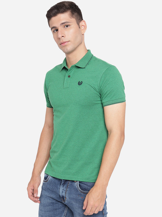 Green Solid Slim Fit Polo T-Shirt | Greenfibre