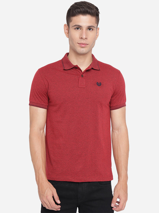 Brick Red Solid Slim Fit Polo T-Shirt | Greenfibre