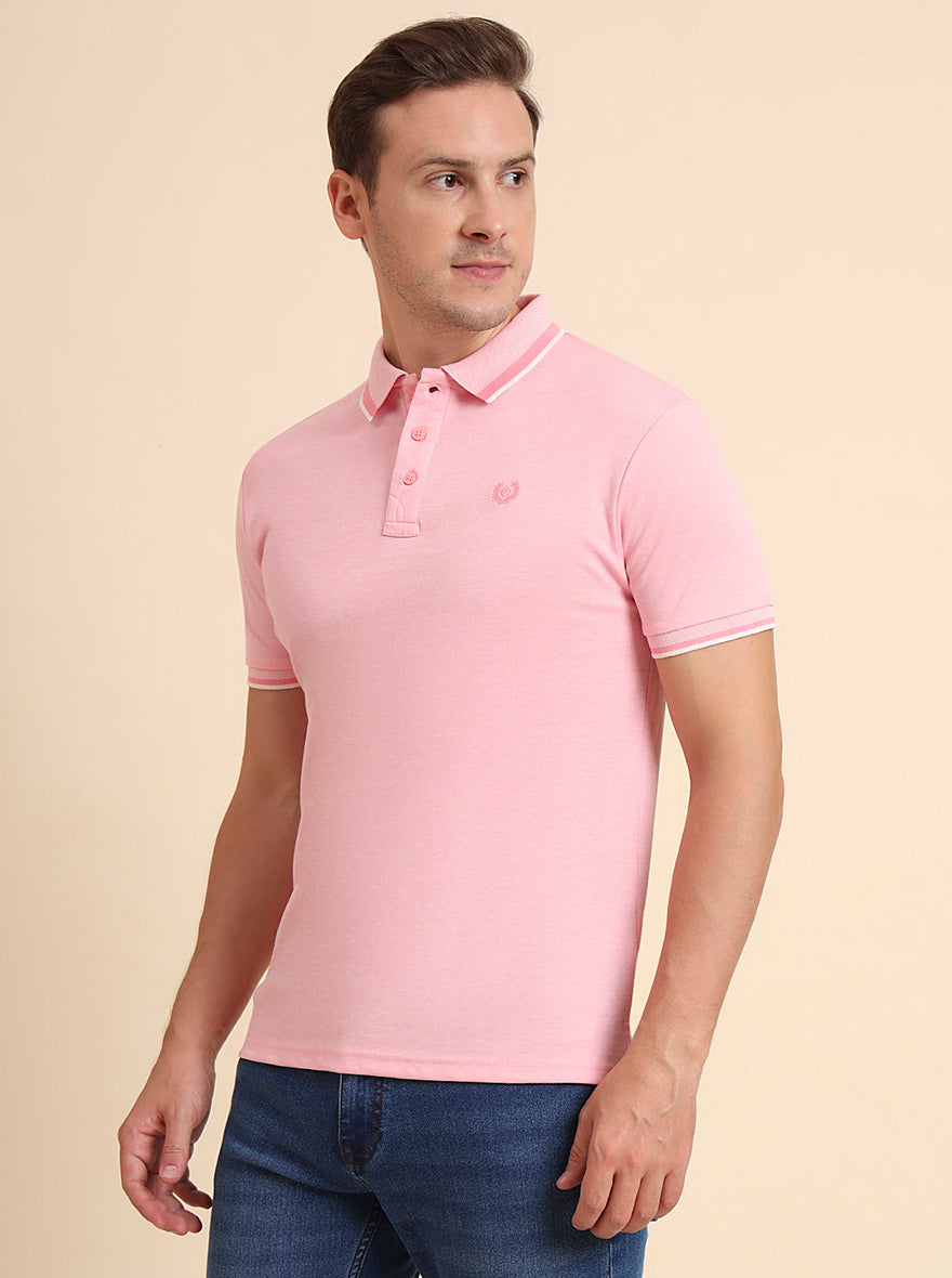 Ice Pink Solid Slim Fit T-Shirt | Greenfibre