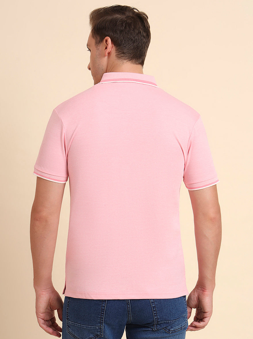 Ice Pink Solid Slim Fit T-Shirt | Greenfibre