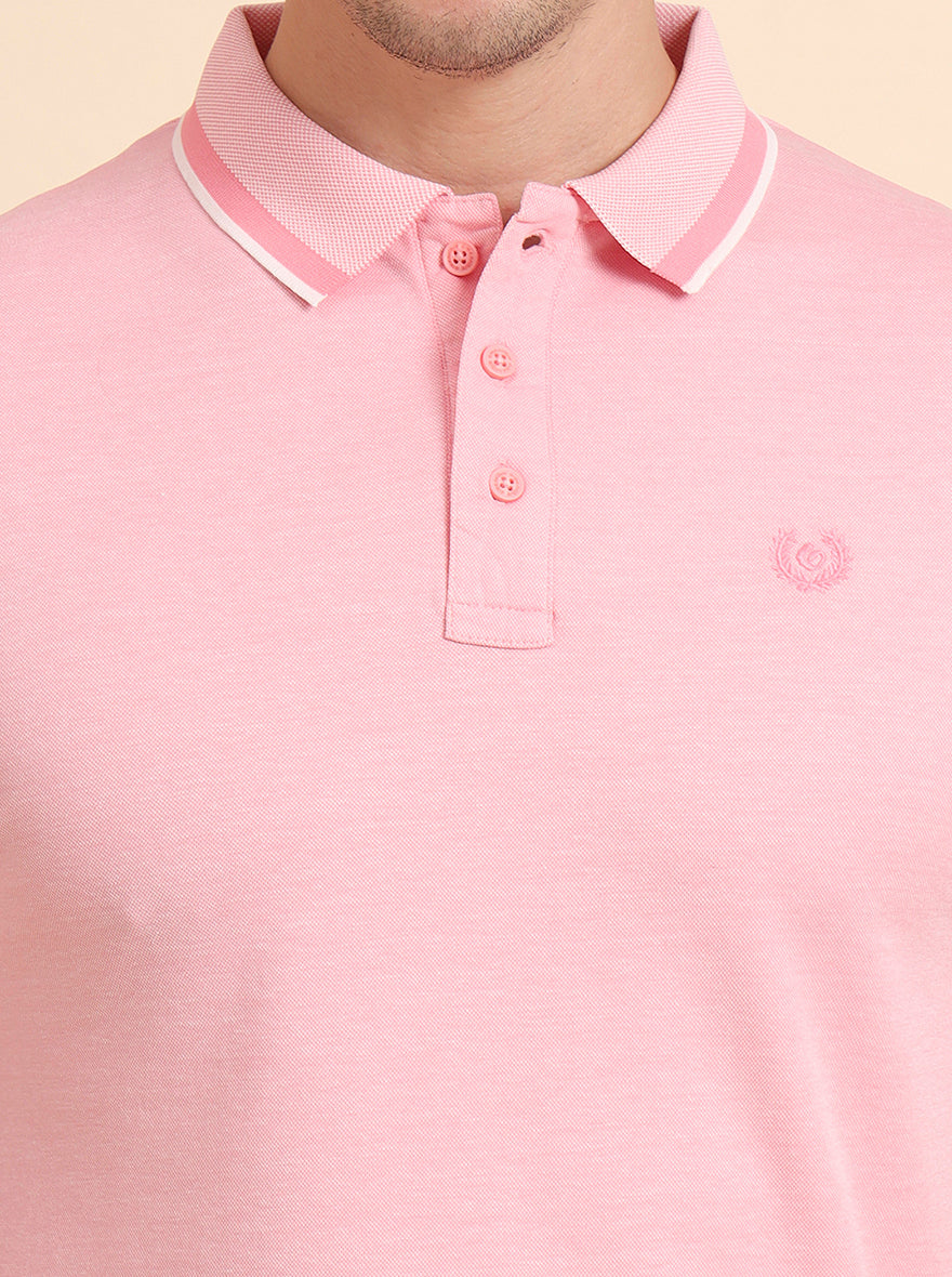 Ice Pink Solid Slim Fit T-Shirt | Greenfibre