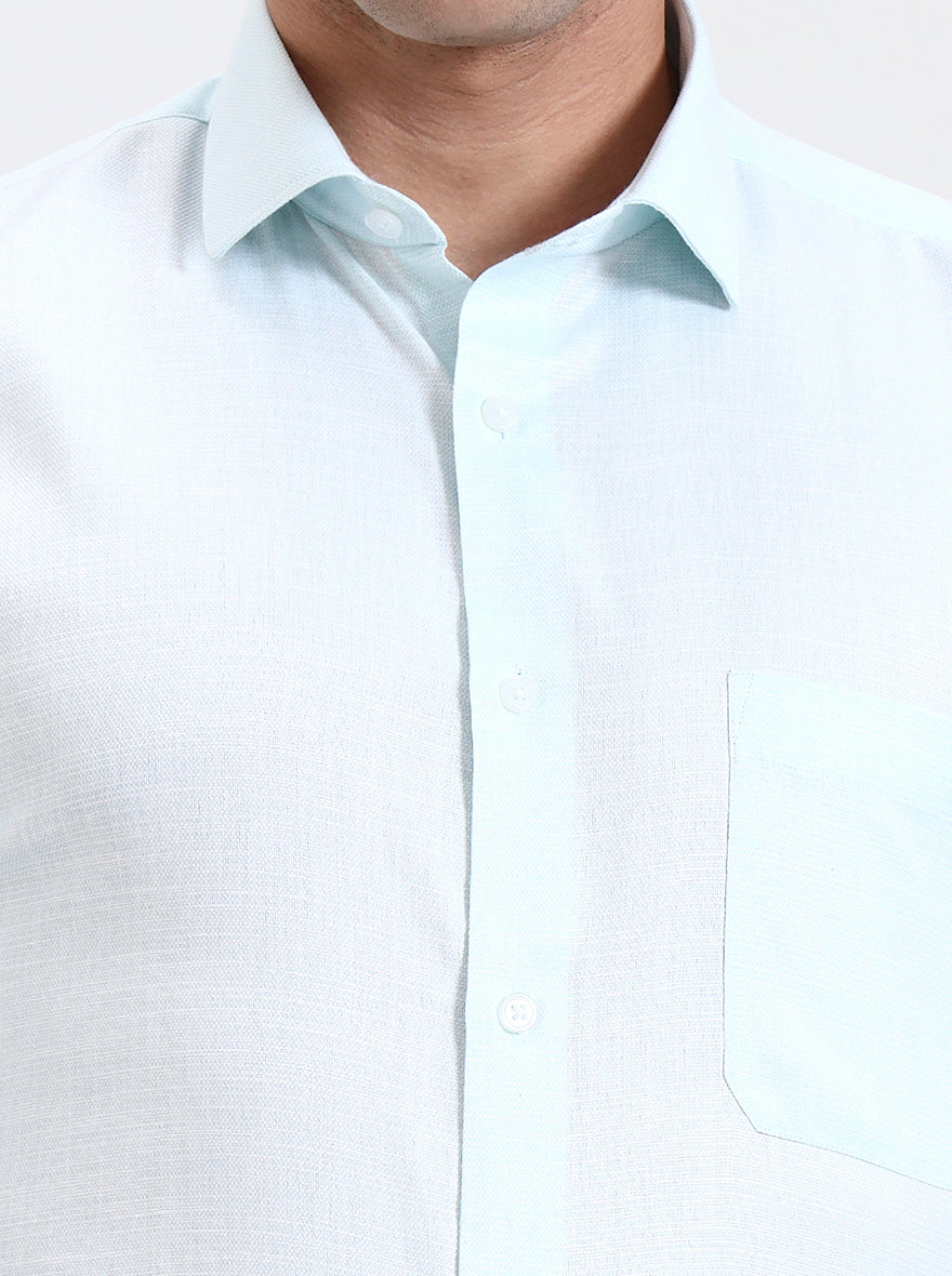 Light Green Solid Slim Fit Formal Shirt | Greenfibre