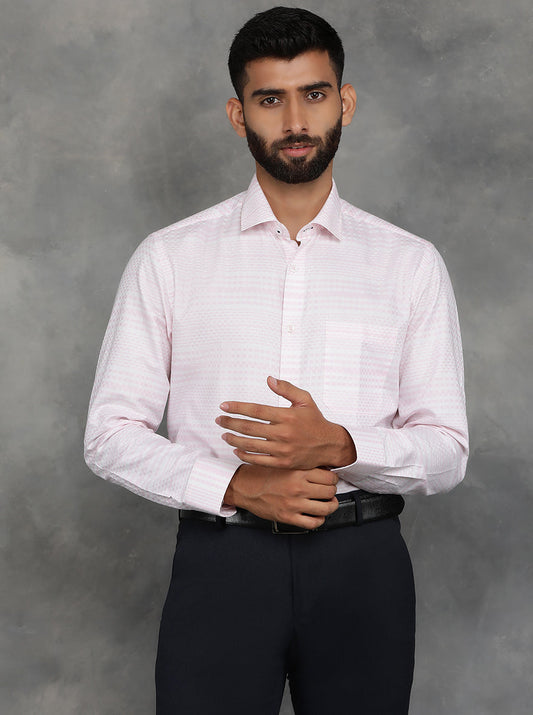 Pink Striped Slim Fit Formal Shirt | GreenFibre