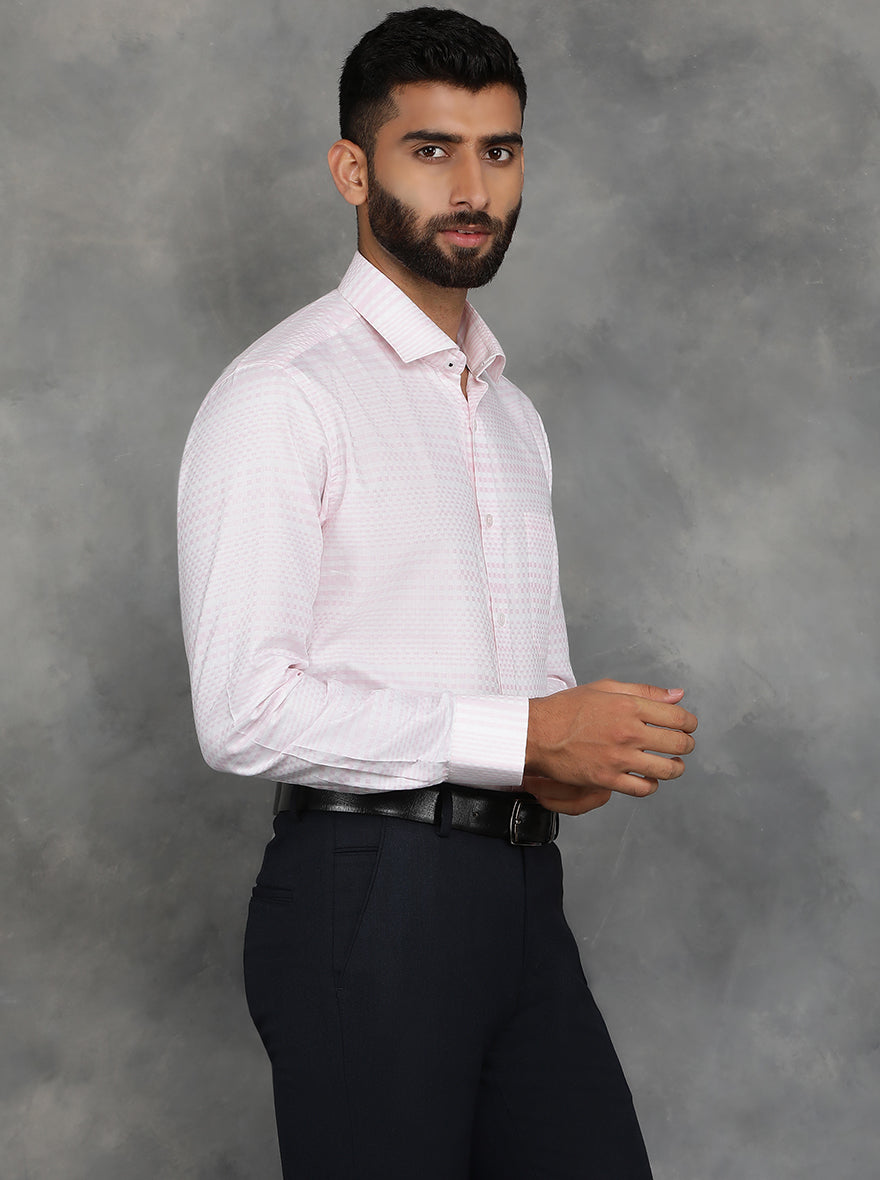Pink Striped Slim Fit Formal Shirt | GreenFibre