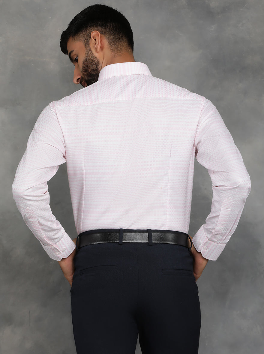 Pink Striped Slim Fit Formal Shirt | GreenFibre