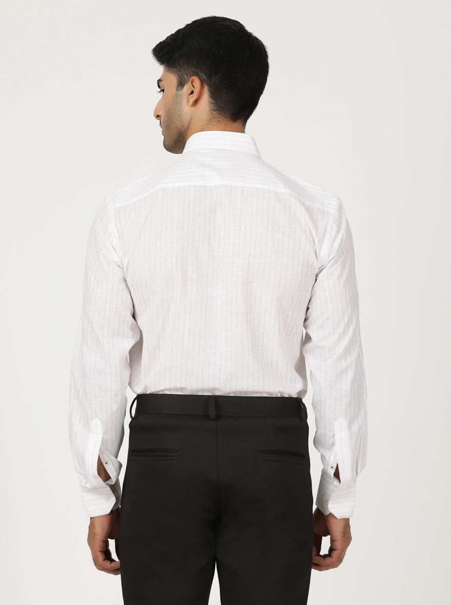White Striped Regular Fit Formal Shirt | Greenfibre